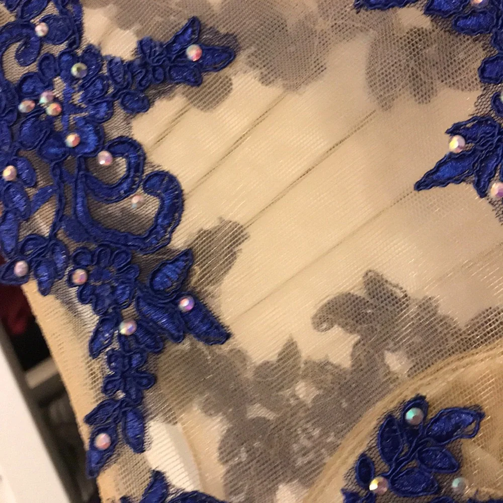 dark blue prom dress size 7/8 - Picture 5 of 8